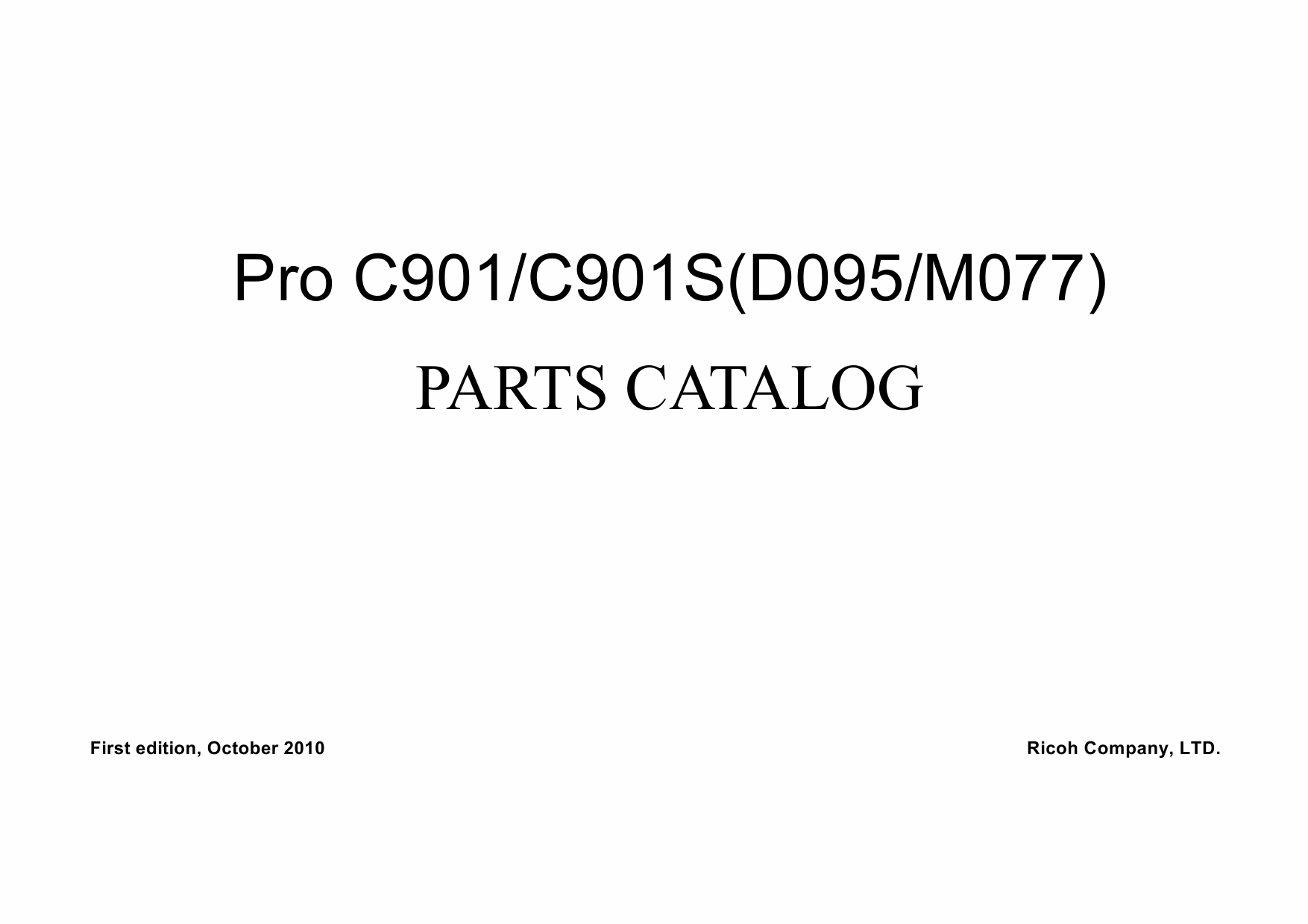 RICOH Aficio Pro-C901 C901S D095 M077 Parts Catalog-1